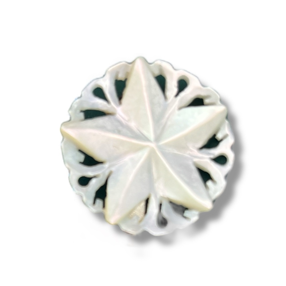 Vintage Round Mother of Pearl Star of Bethlehem Brooch/Pin, Signed BETH-LEHEM